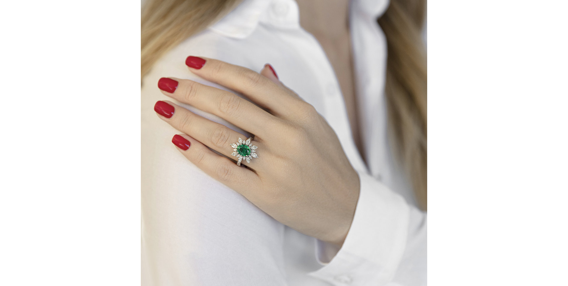 Prsteň so smaragdom a diamantmi Emerald Queen