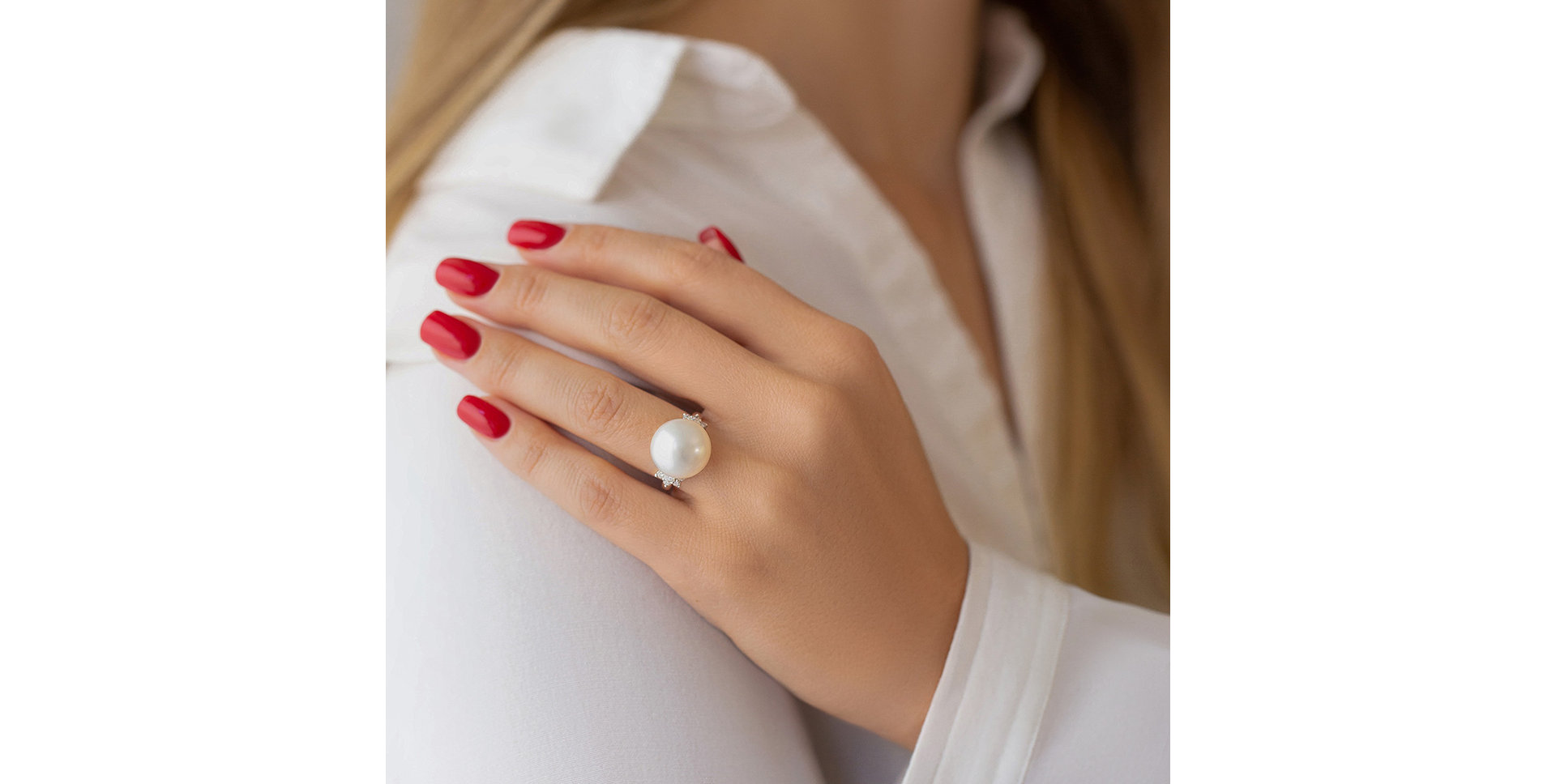 Prsteň s perlou a diamantmi Mermaid Euphoria