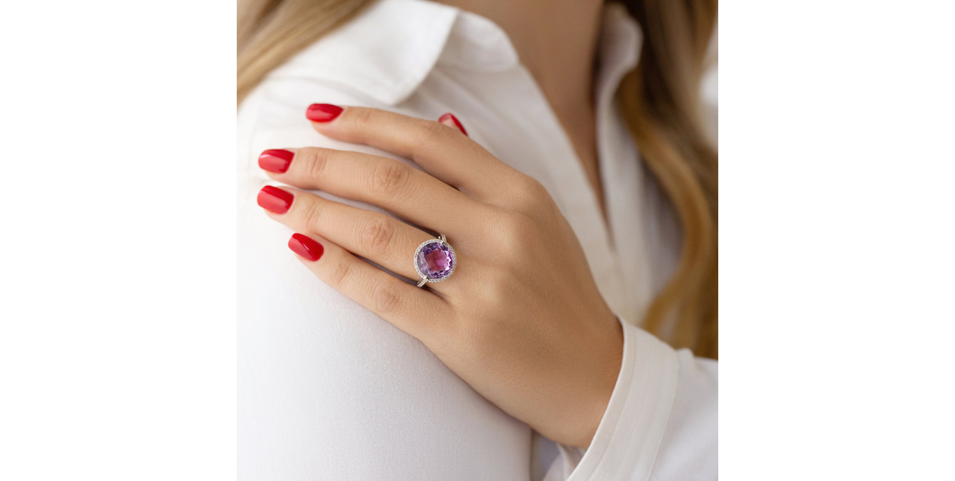 Prsteň s ametystom a diamantmi Epifania