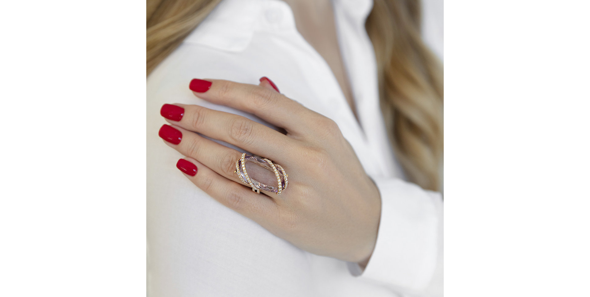 Prsteň s ametystom a diamantmi Dynasty