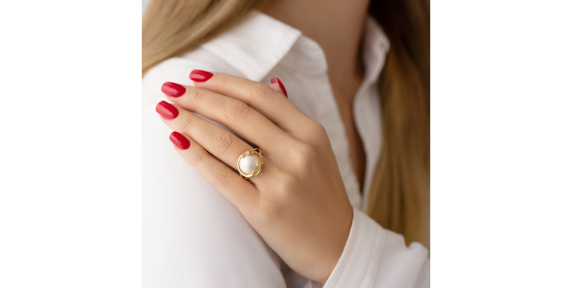 Prsteň s perlou a diamantom Pearl Sadness