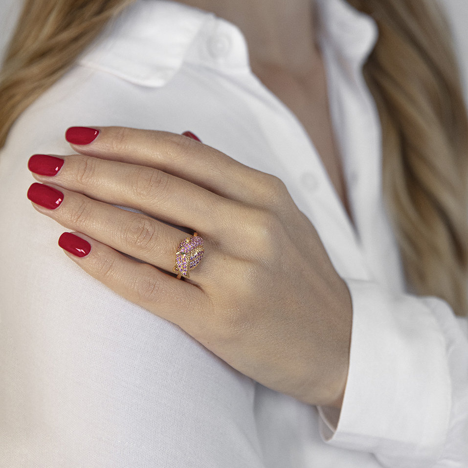 Prsteň so zafírmi a granátmi Fairytale Swan