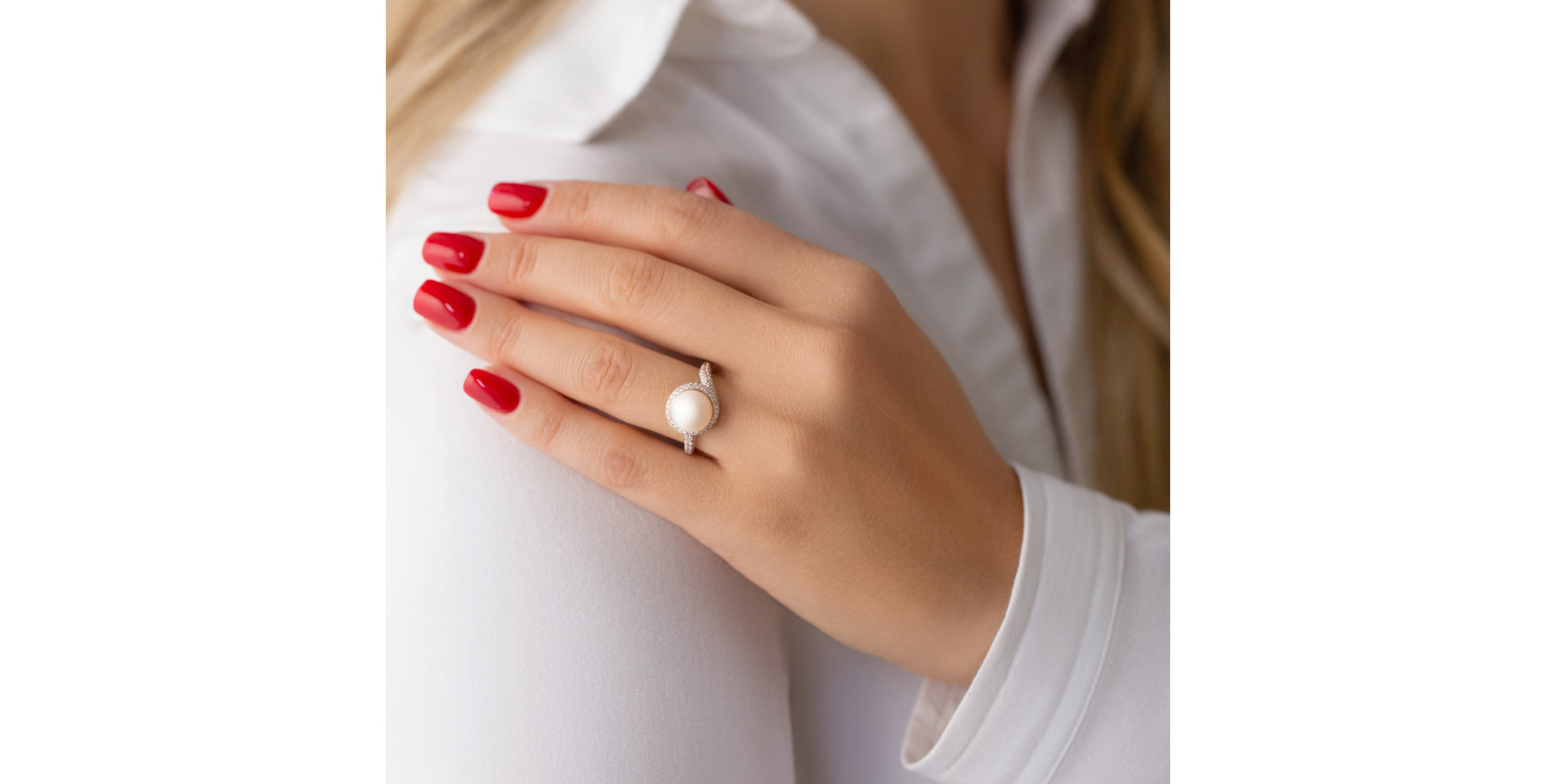 Prsteň s perlou a diamantmi Marine