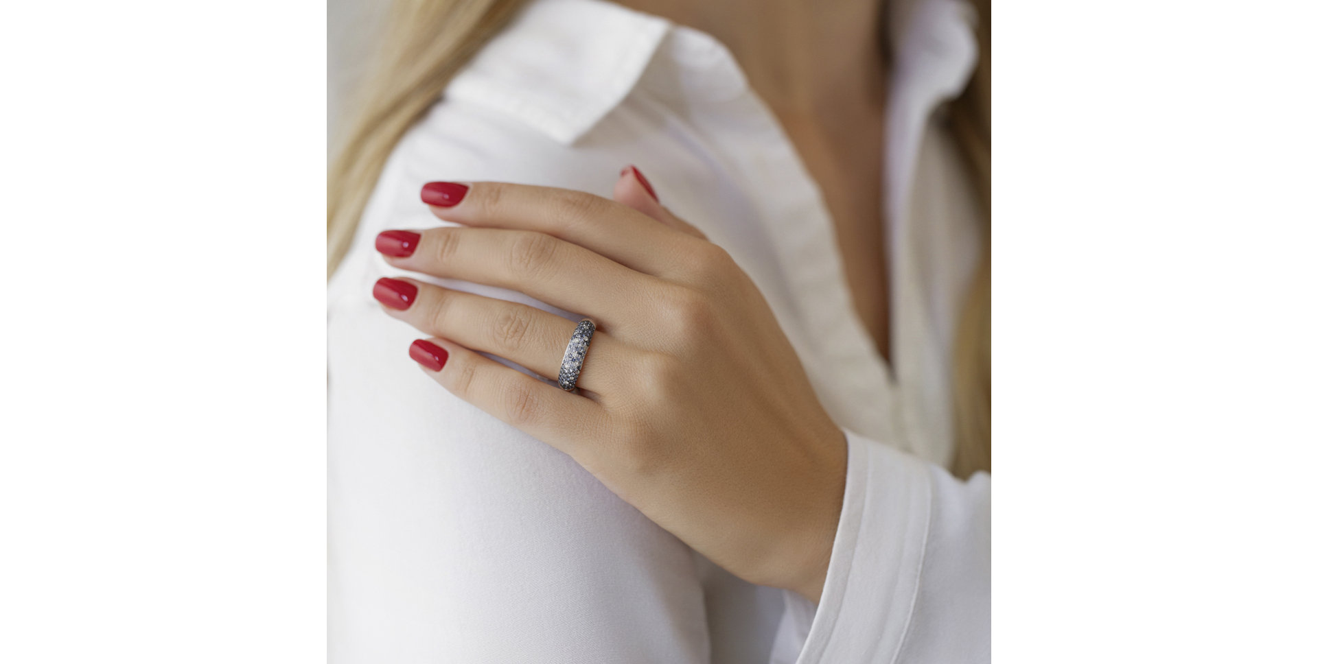 Prsteň s diamantmi, zafírmi a rubínmi Dreama