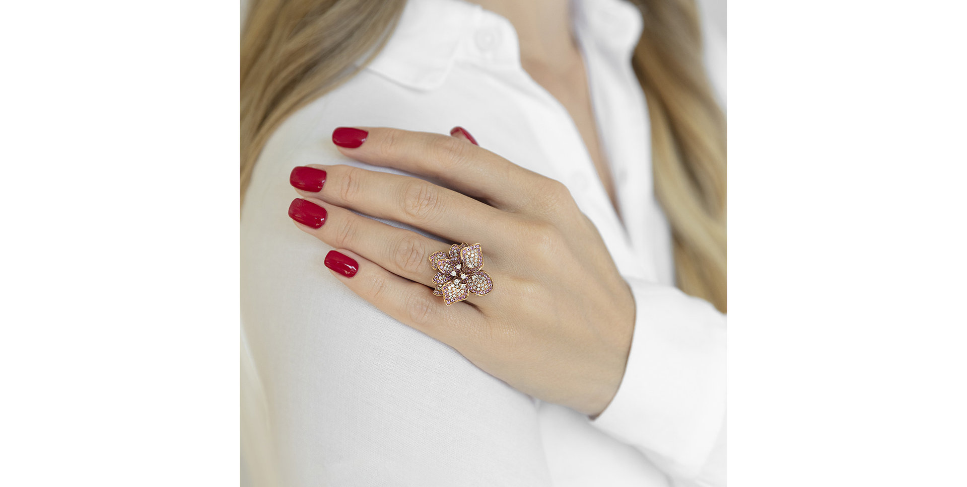 Prsteň s diamantmi a zafírmi Miracle Bloom