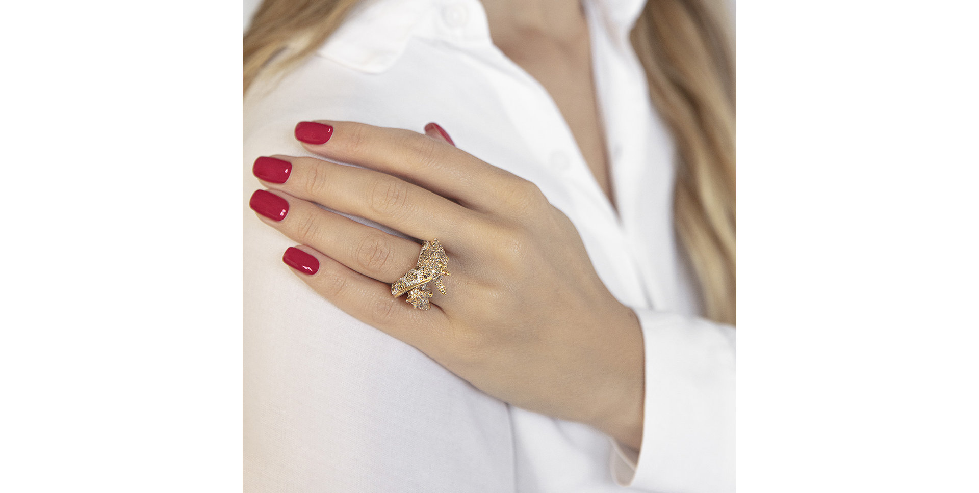 Prsteň s hnedými a čiernymi diamantmi Giraffe Twins