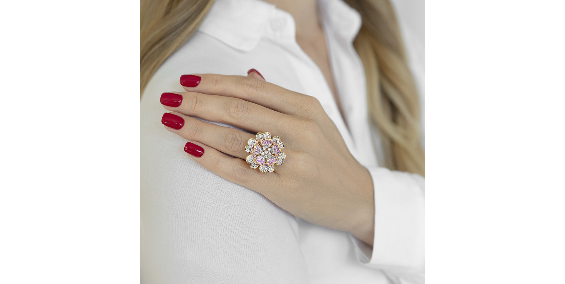 Prsteň s diamantmi a zafírmi Angel Bloom