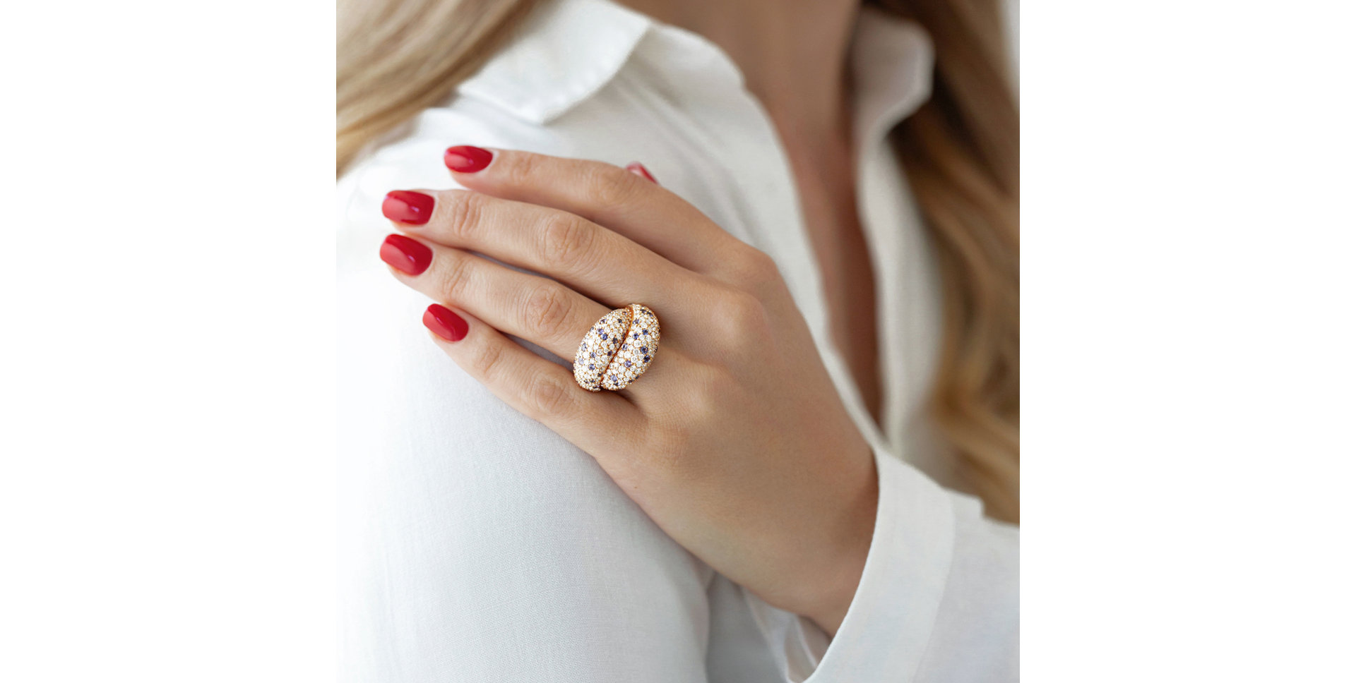 Prsteň s diamantmi a zafírmi Poetic Kingdom