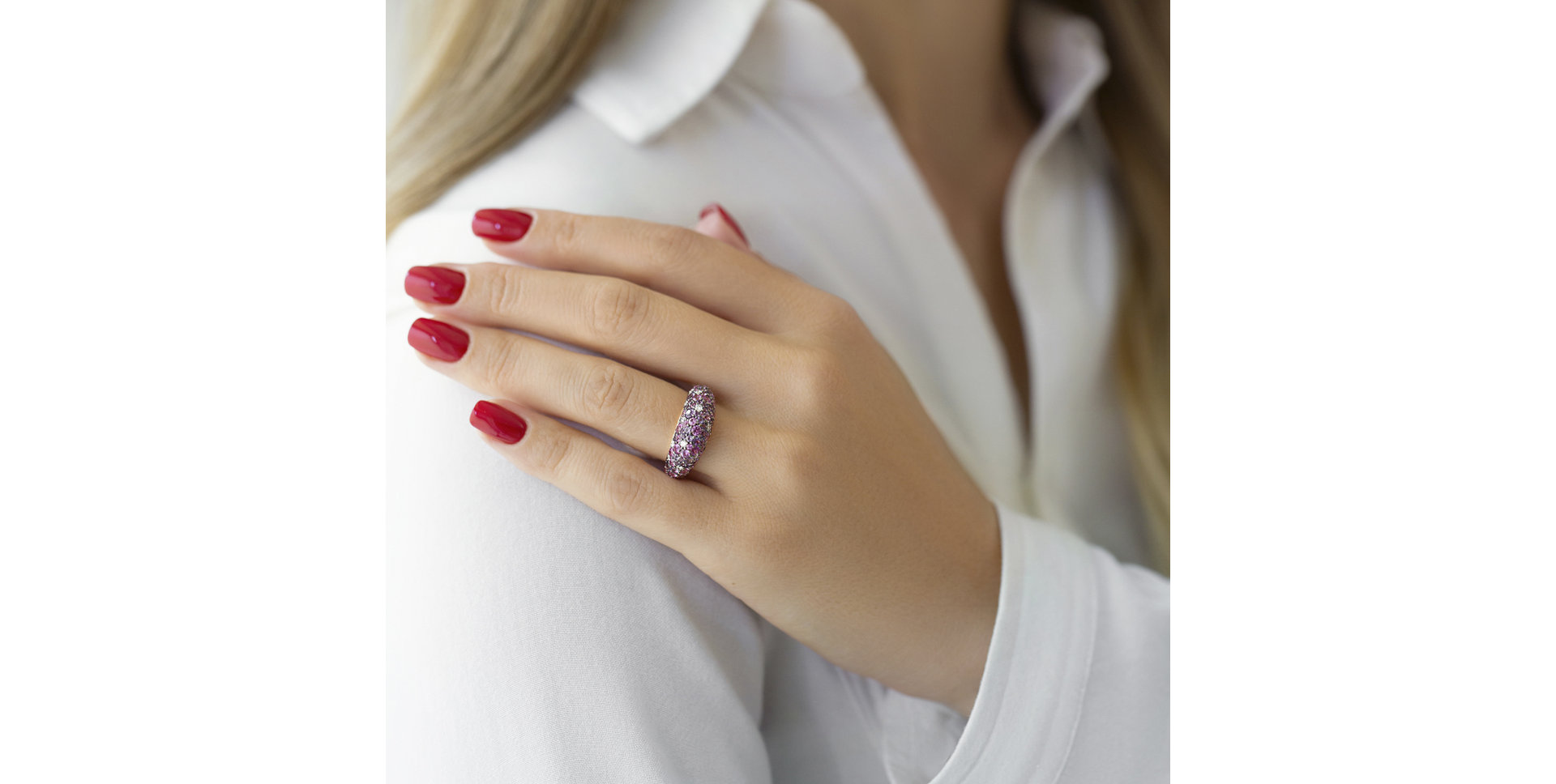 Prsteň s diamantmi, ametystmi a zafírmi Adeline