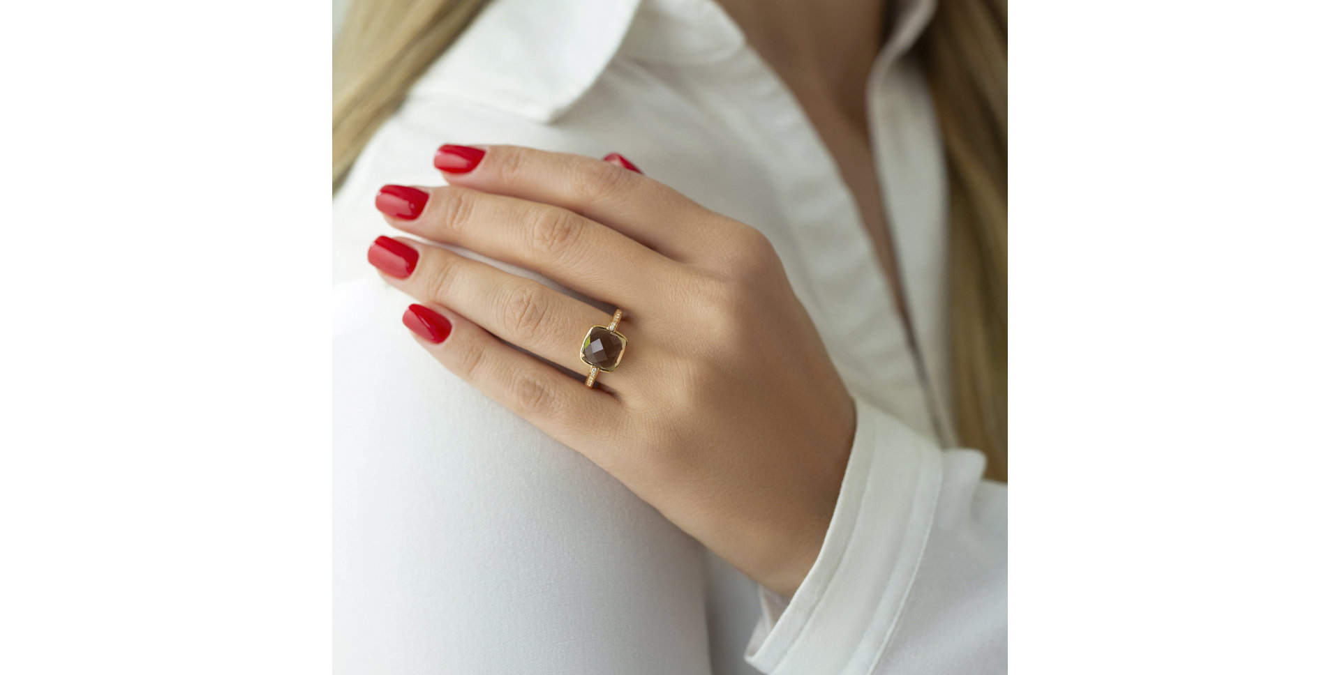 Prsteň s quartzom a diamantmi Lady Blanca