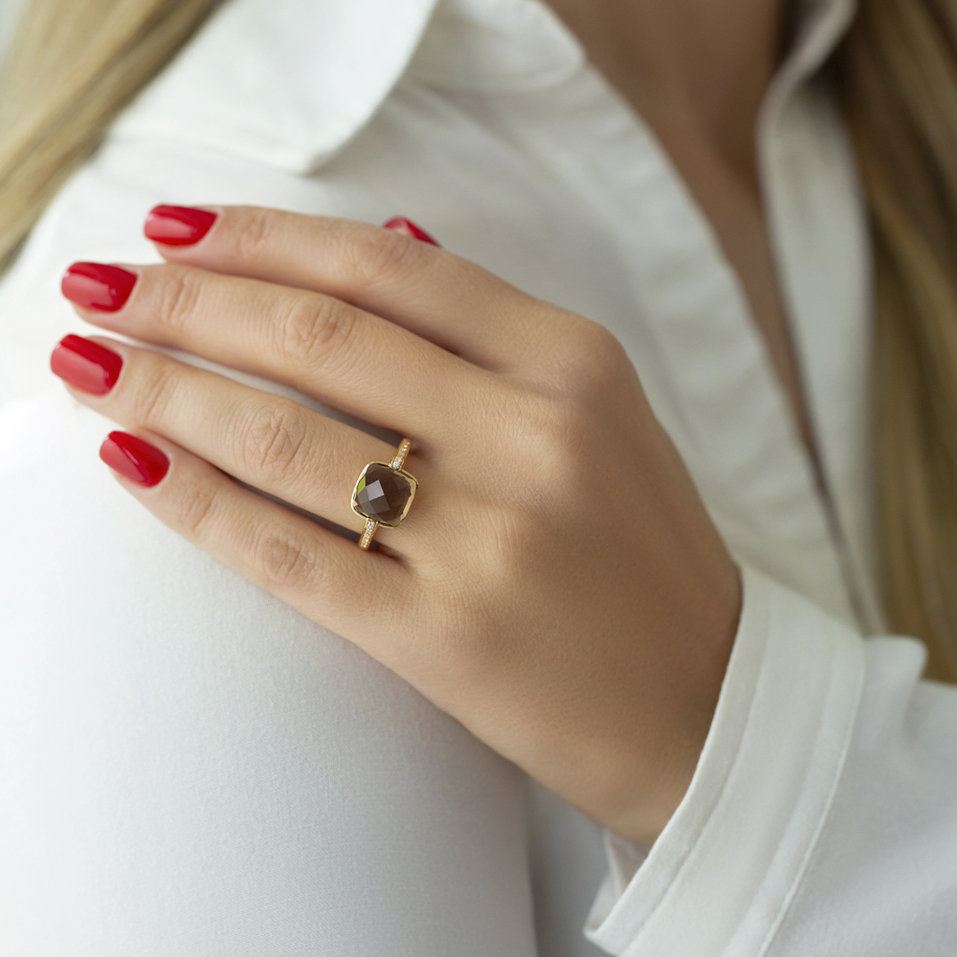 Prsteň s quartzom a diamantmi Lady Blanca