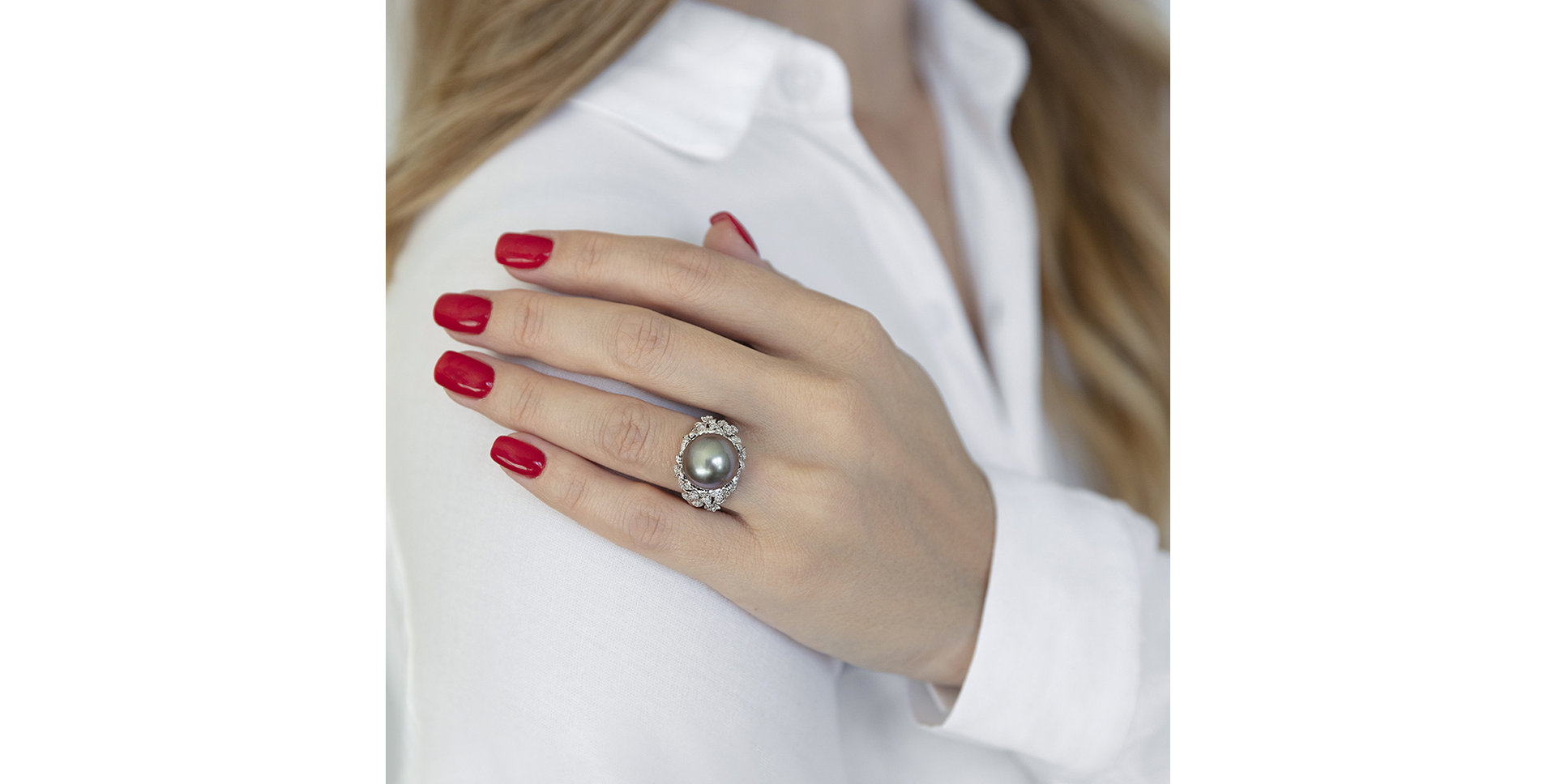 Prsteň s perlou a diamantmi Madame Pearl