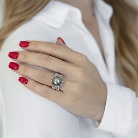 Prsteň s perlou a diamantmi Madame Pearl