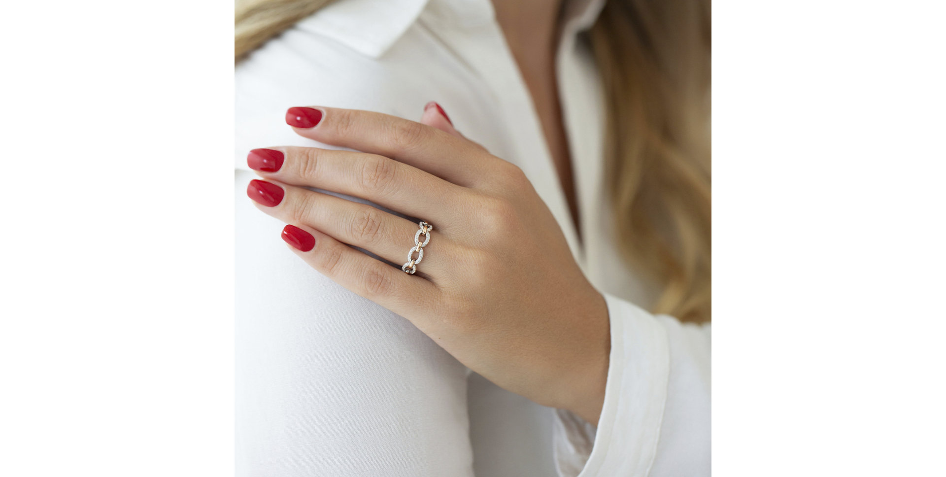 Prsteň s diamantmi Glossy Chain