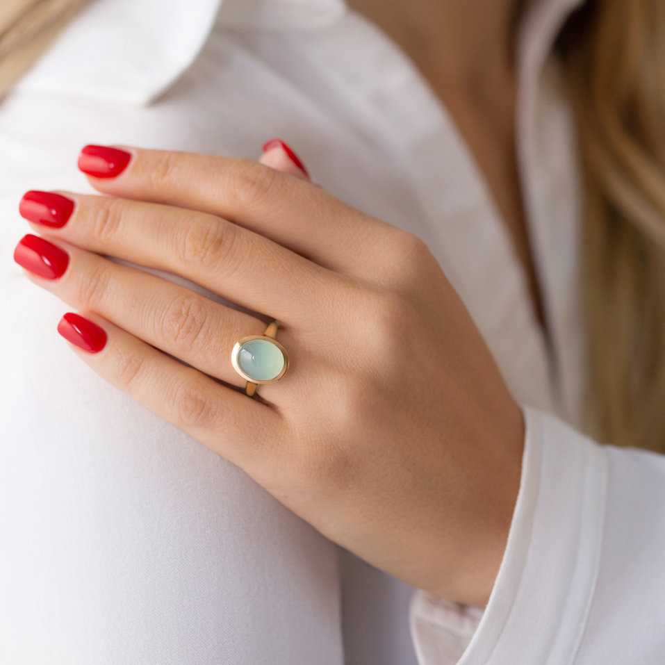 Prsteň s ametystom a perleťou Stylish Goth