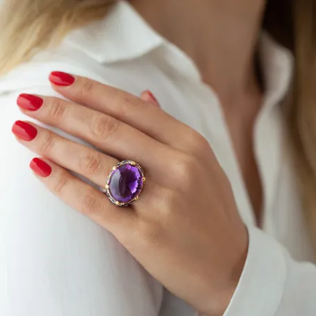 Prsteň s ametystom, diamantmi a zafírmi Oraculum