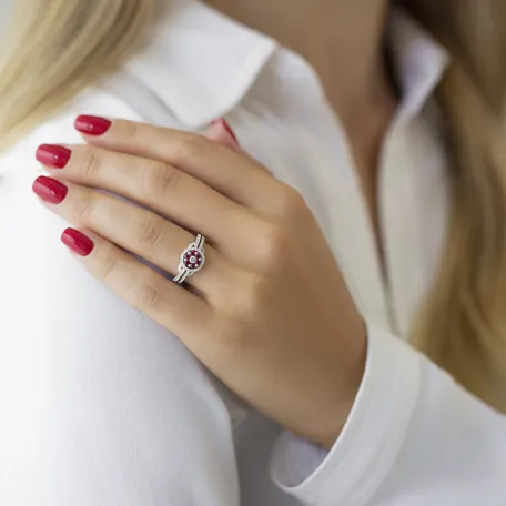Prsteň s diamantmi a rubínmi Priscilla