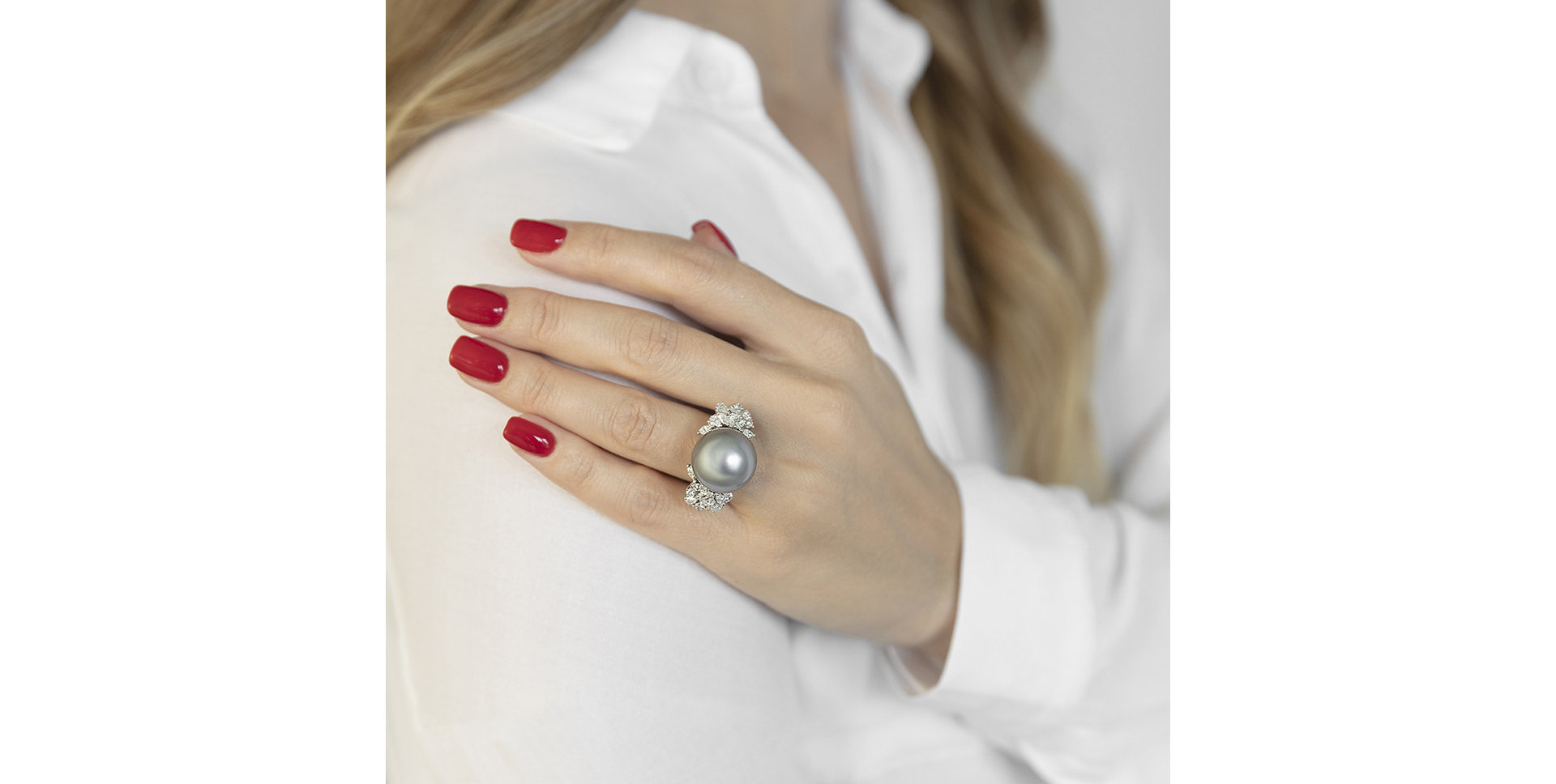 Prsteň s perlou a diamantmi Blue Miracle