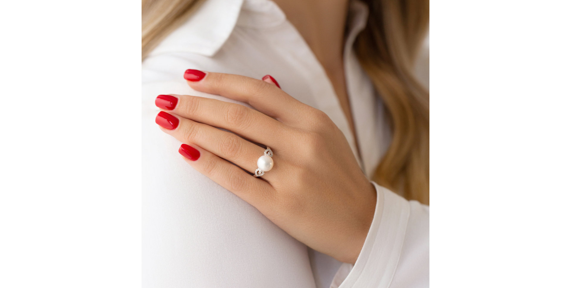 Prsteň s perlou a diamantmi Sea Love