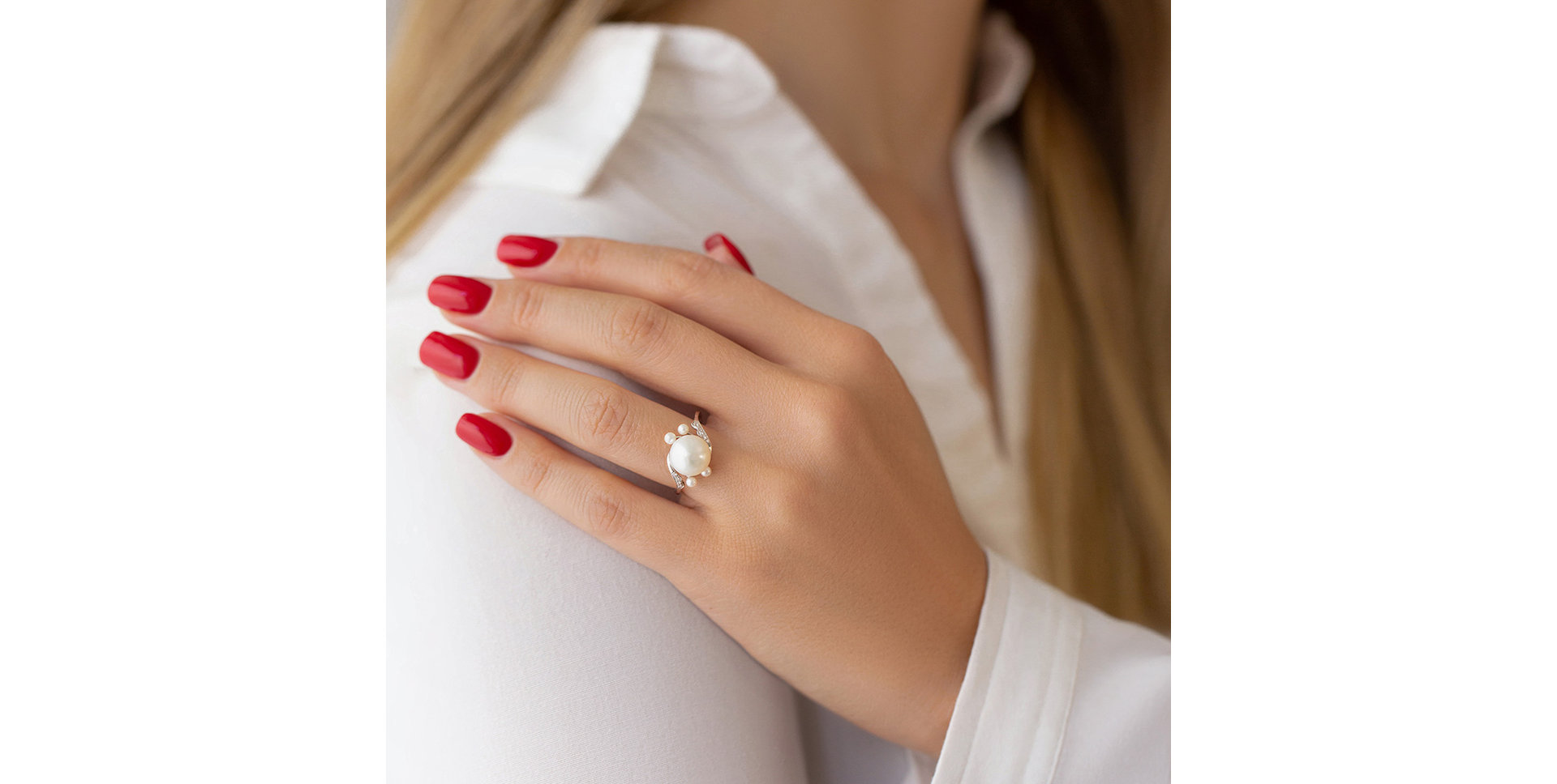 Prsteň s perlou a diamantmi Pearl Desire