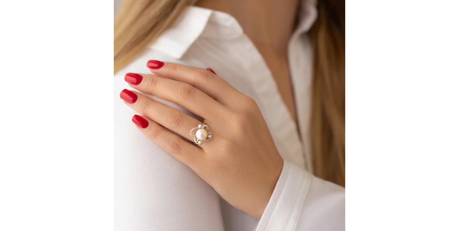 Prsteň s perlou a diamantmi Pearl Dream