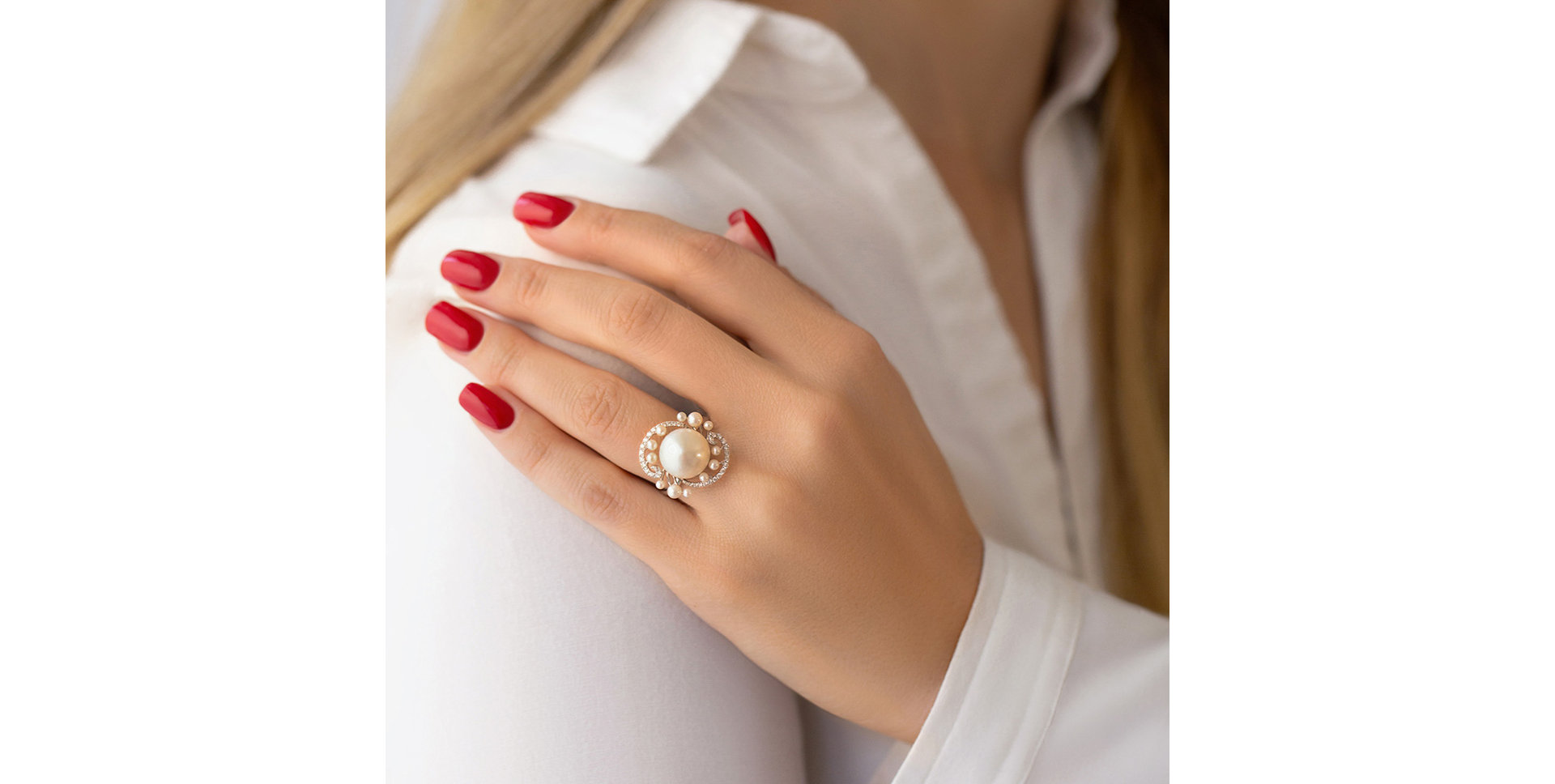 Prsteň s perlou a diamantmi Pearl Heaven