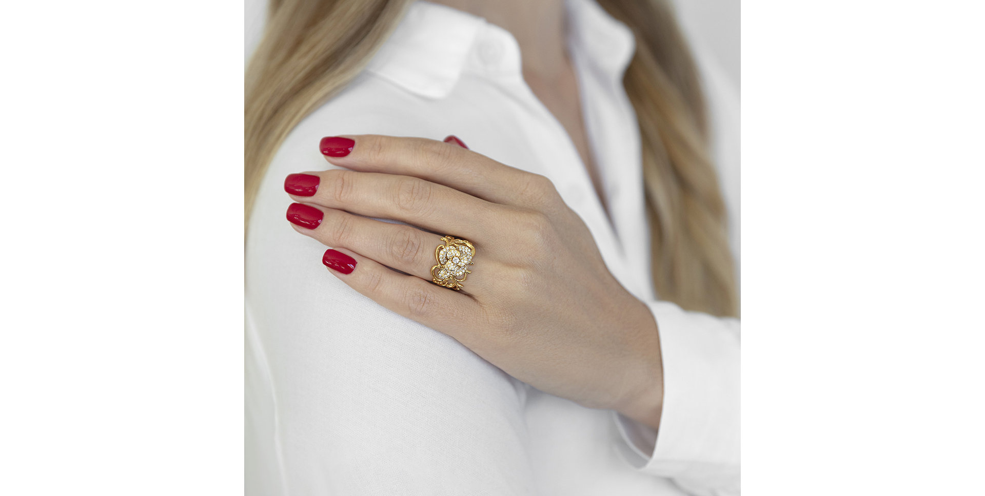 Prsteň s diamantmi Ice Camellia