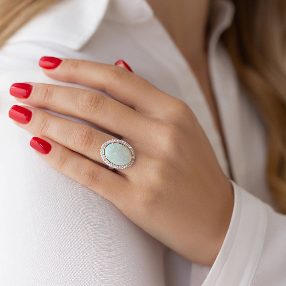 Prsteň s opálom a diamantmi Kacper