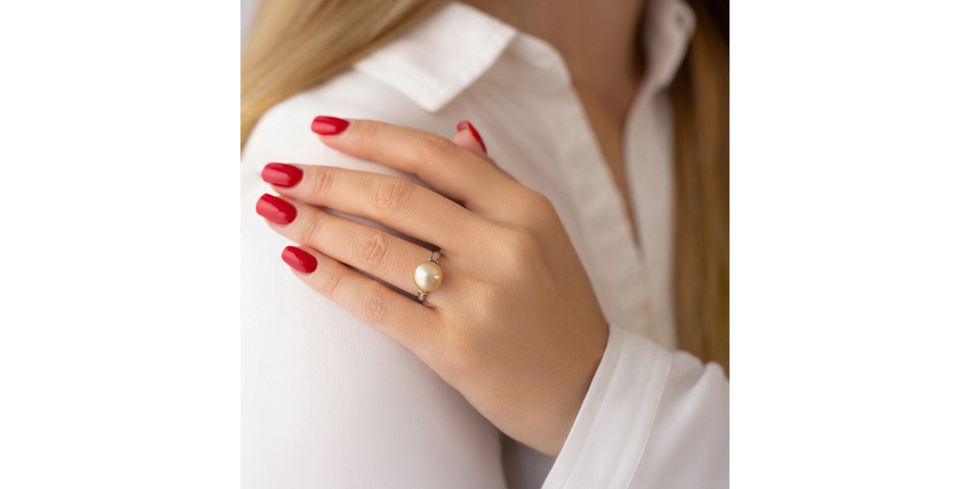 Prsteň s perlou a diamantmi Magic Spring