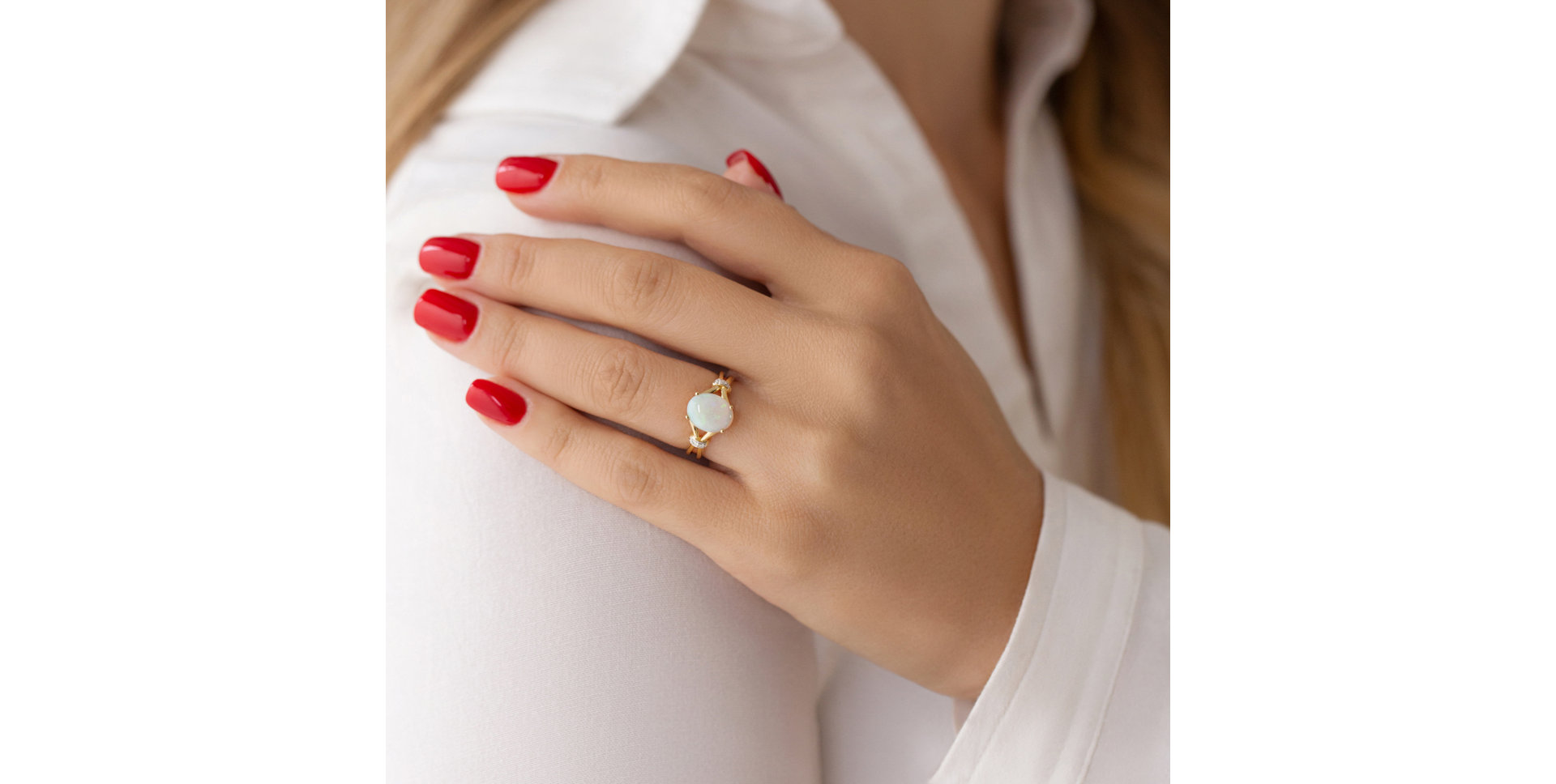 Prsteň s opálom a diamantmi Secret Mirror