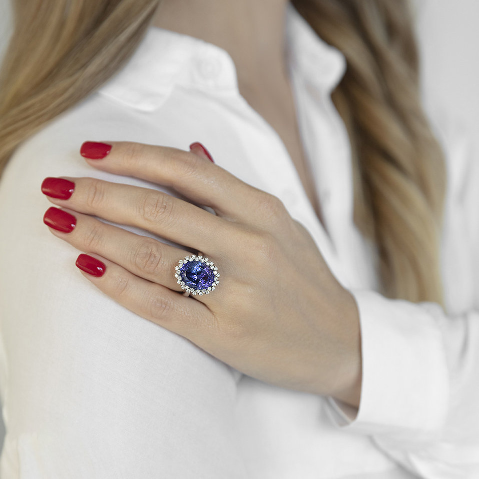 Prsteň s tanzanitom a diamantmi Eternal Sky