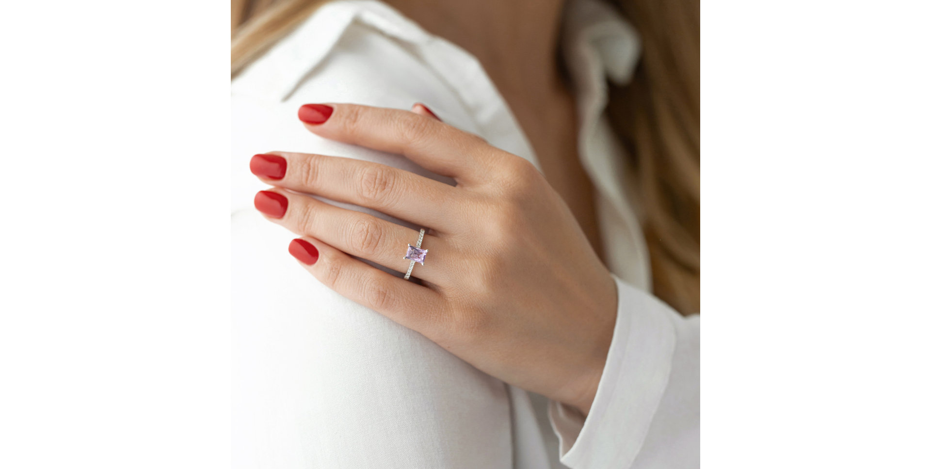 Prsteň s rhodolitom a diamantmi Miracle Gem