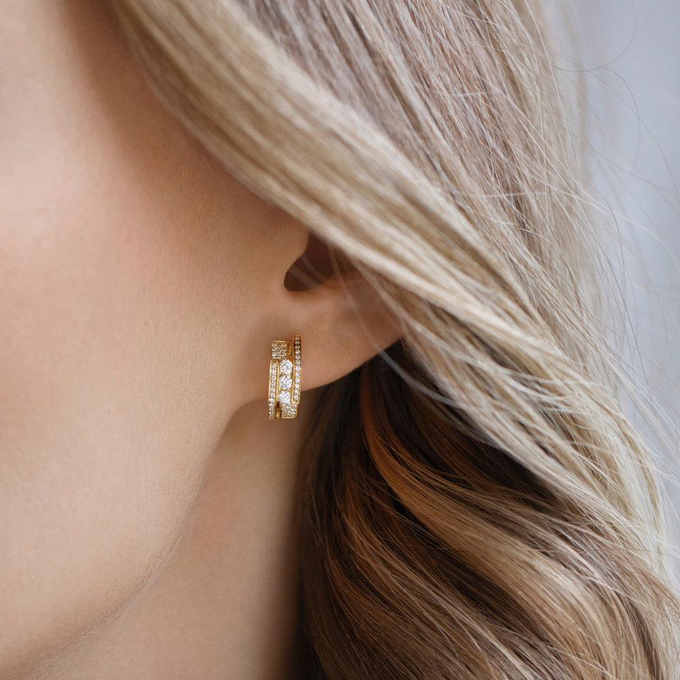 Náušnice s bielymi a čiernymi diamantmi Galaxy Secret