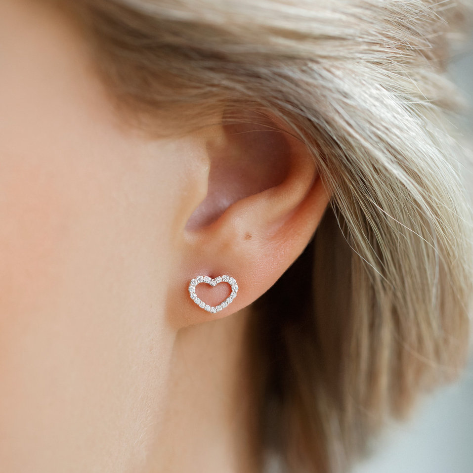 Náušnice s diamantmi Shiny Hearts