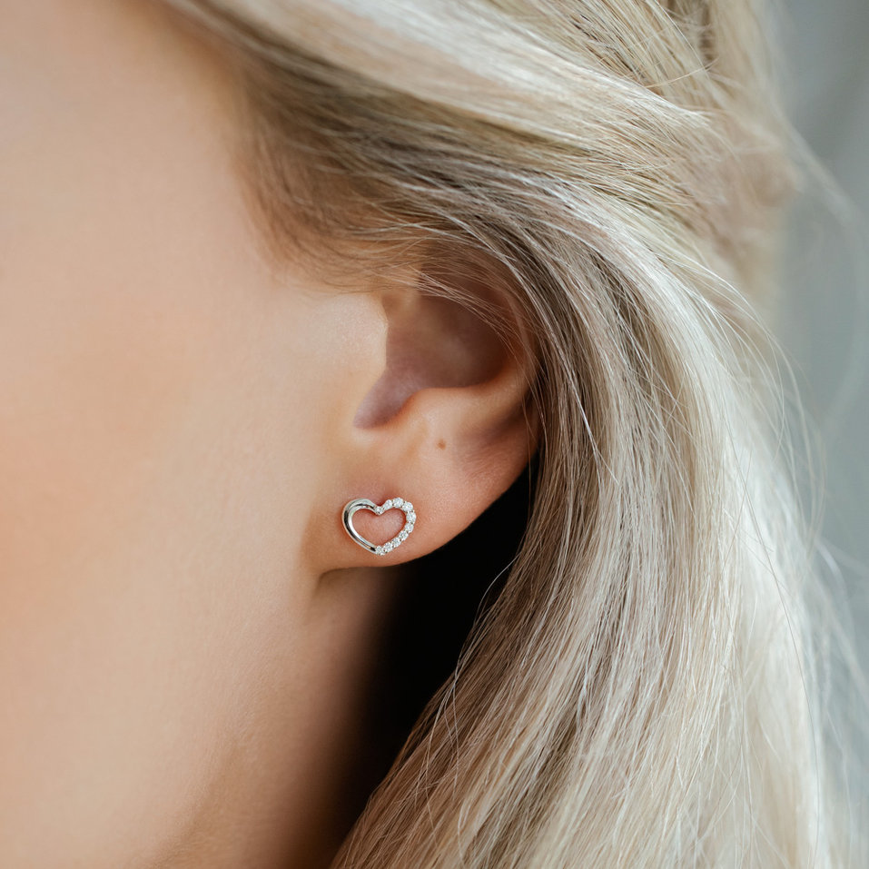 Náušnice s diamantmi Sparkling Heart