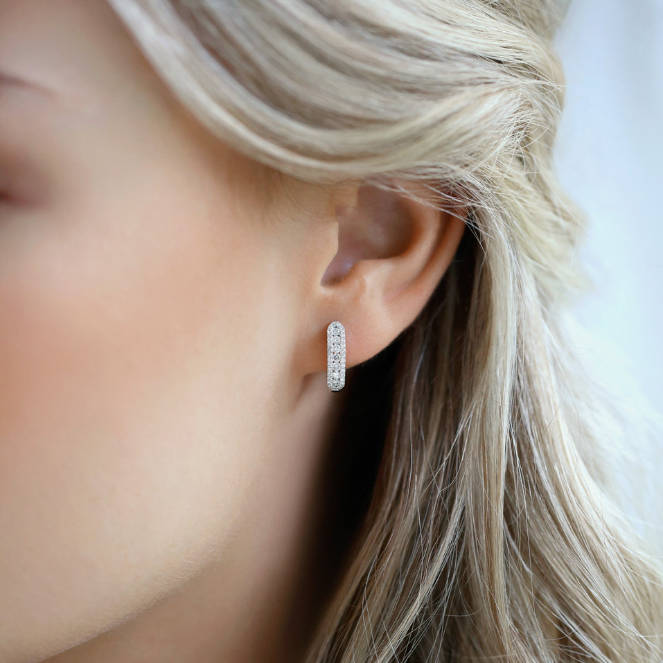 Náušnice s čiernymi a bielymi diamantmi Midnight Dream