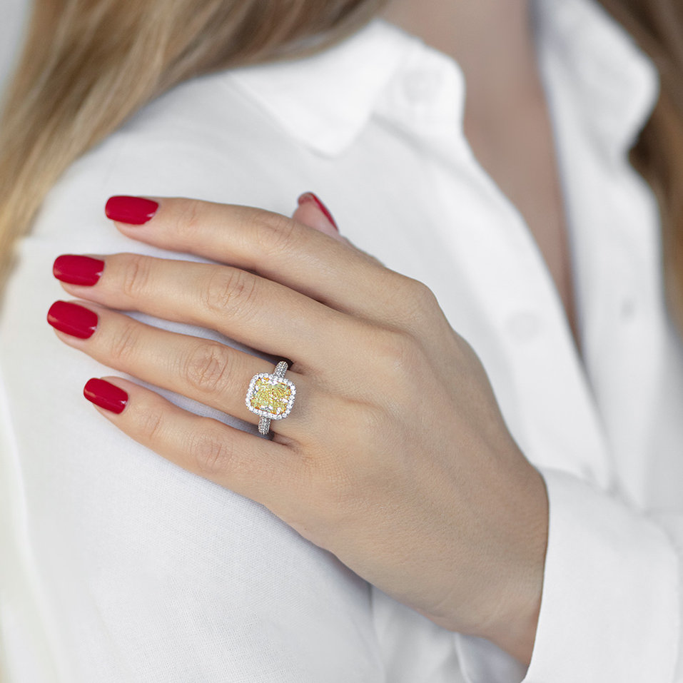 Prsteň s bielymi a žltými diamantmi Alchemy Gem