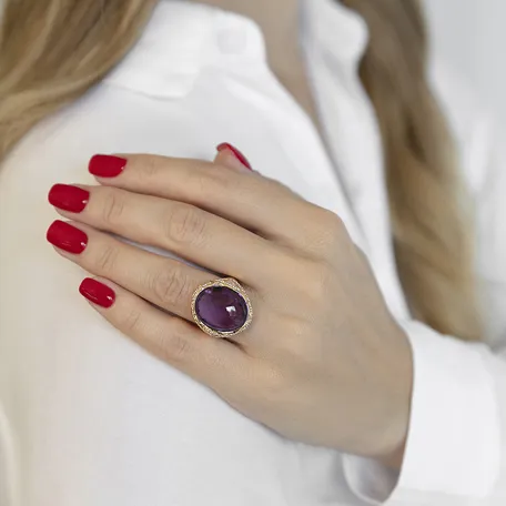 Prsteň s ametystom a diamantmi Arabic Jeannie