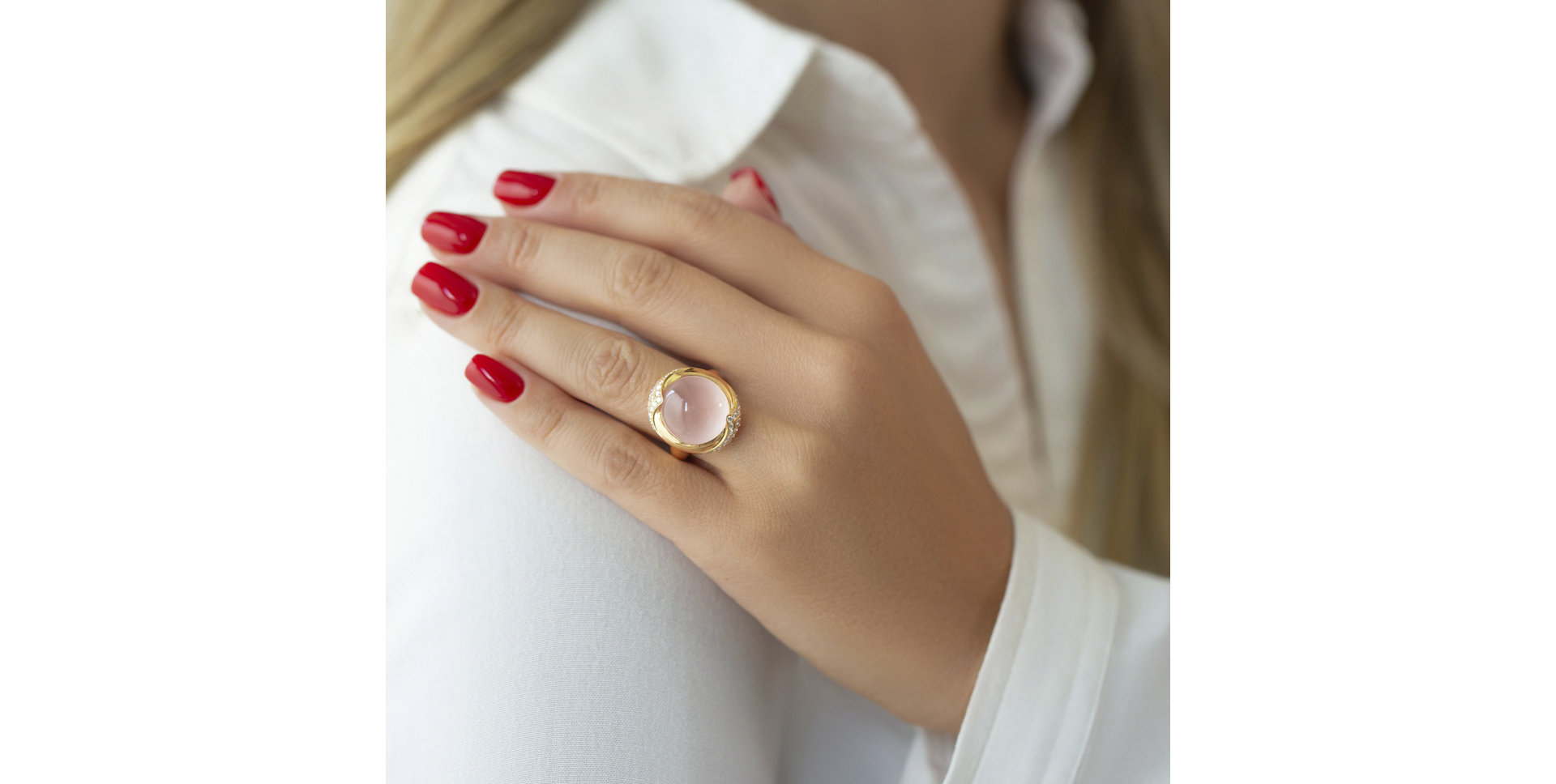 Prsteň s ruženínom a diamantmi Wistful Place