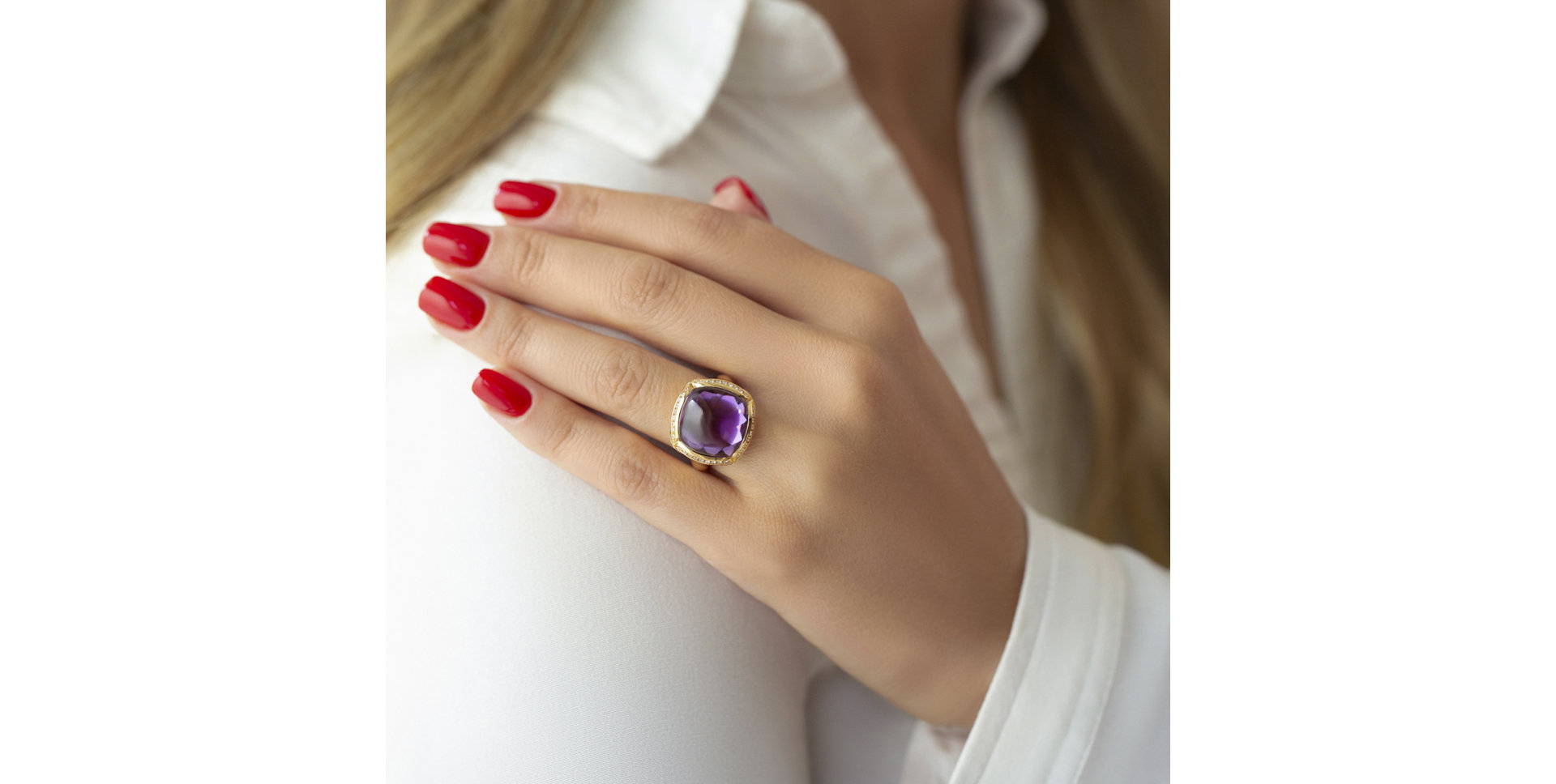 Prsteň s ametystom a diamantmi Dreamy Wish