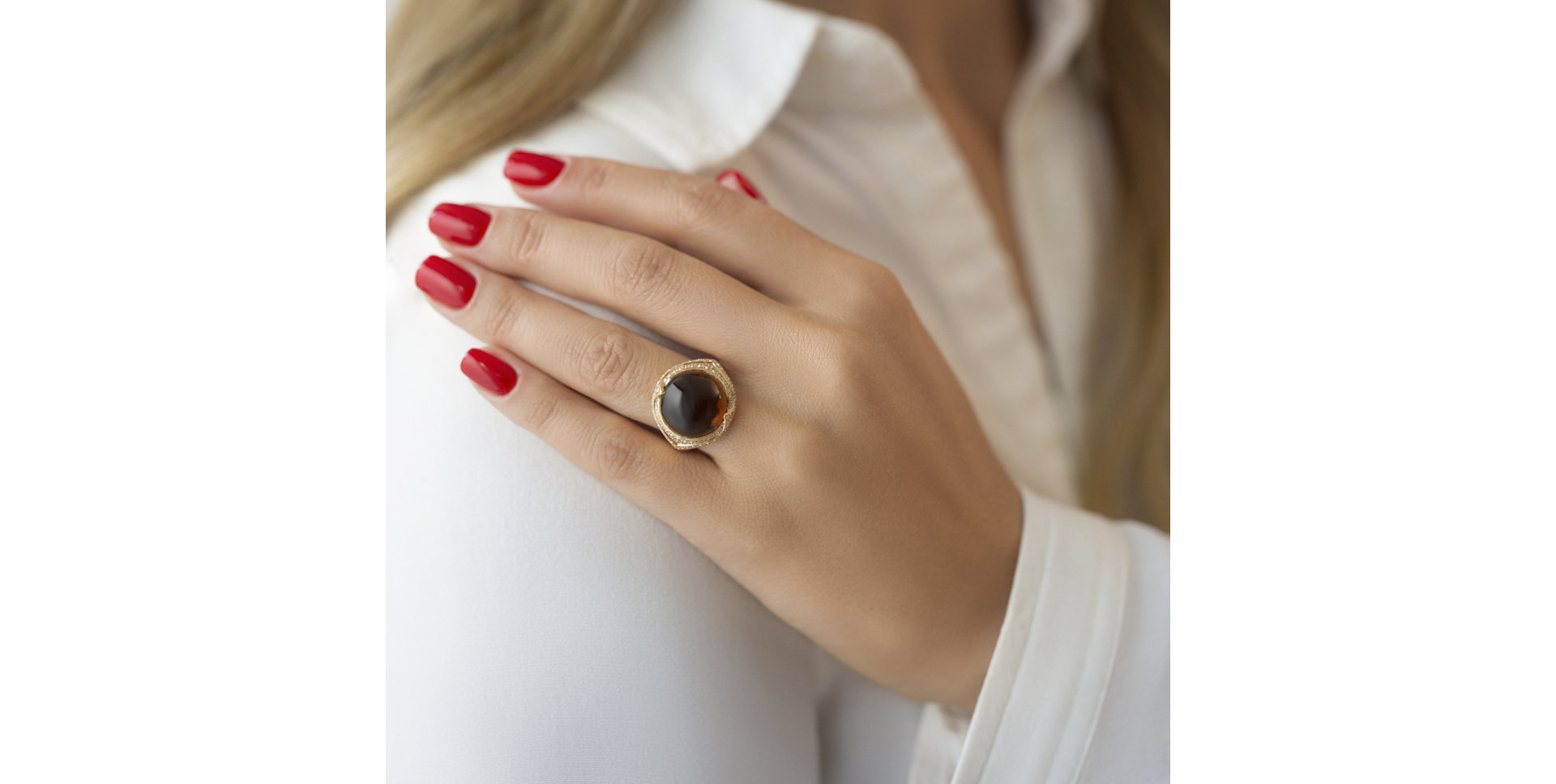 Prsteň s quartzom a diamantmi Finnegan