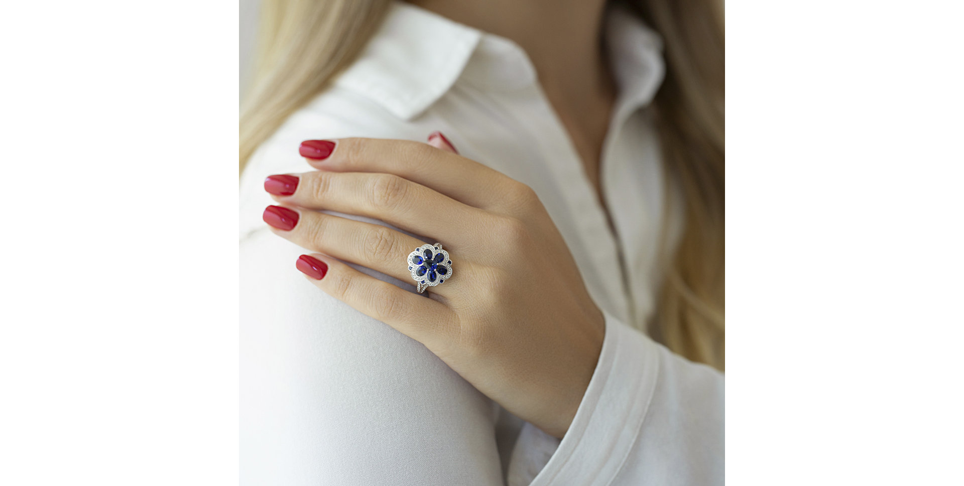 Prsteň so zafírmi a diamantmi Blue Devotion