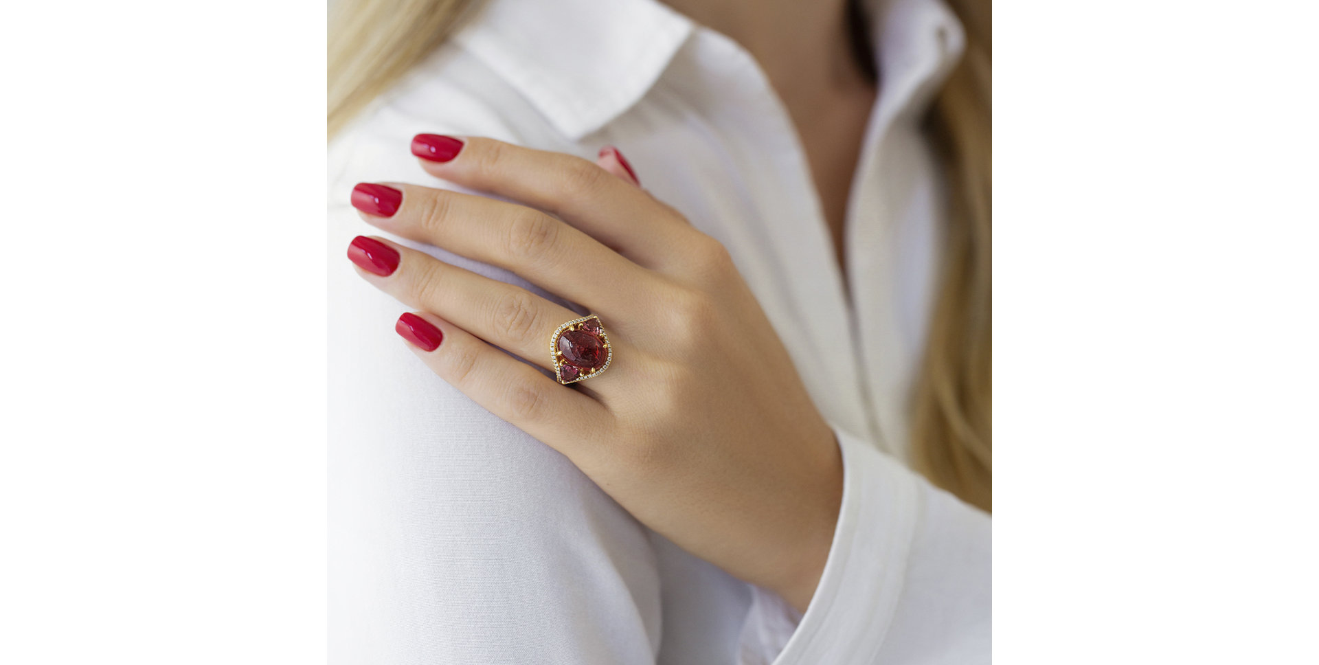 Prsteň s turmalínom a diamantmi Arabic Glamour