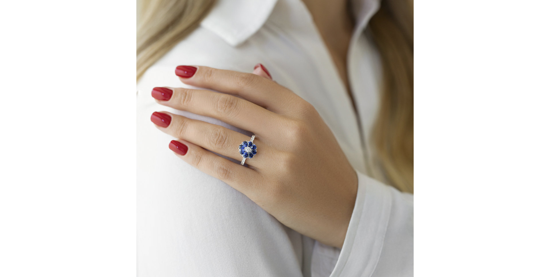 Prsteň s diamantmi a zafírmi Willow