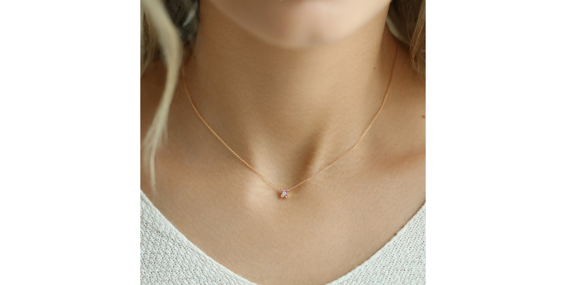 Náhrdelník s diamantom a ružovými zafírmi Sapphire Glamour