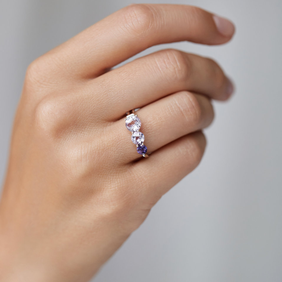 Prsteň s ametystmi Tripple Bonbons