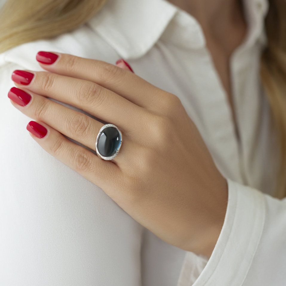 Prsteň s chalcedonom a diamantmi Gem Miracle