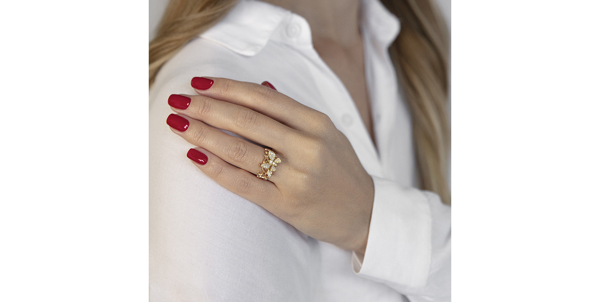 Prsteň s diamantmi Goldie Butterfly