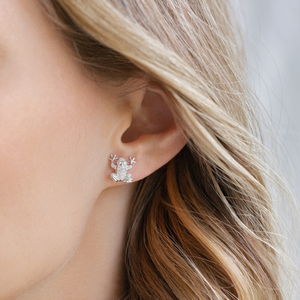 Náušnice s diamantmi Frog Prince