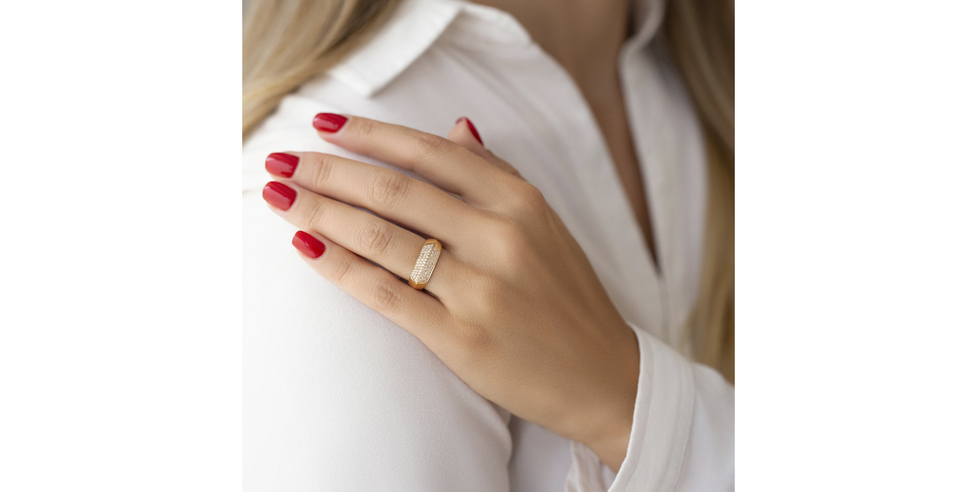 Prsteň s diamantmi Shiny Button